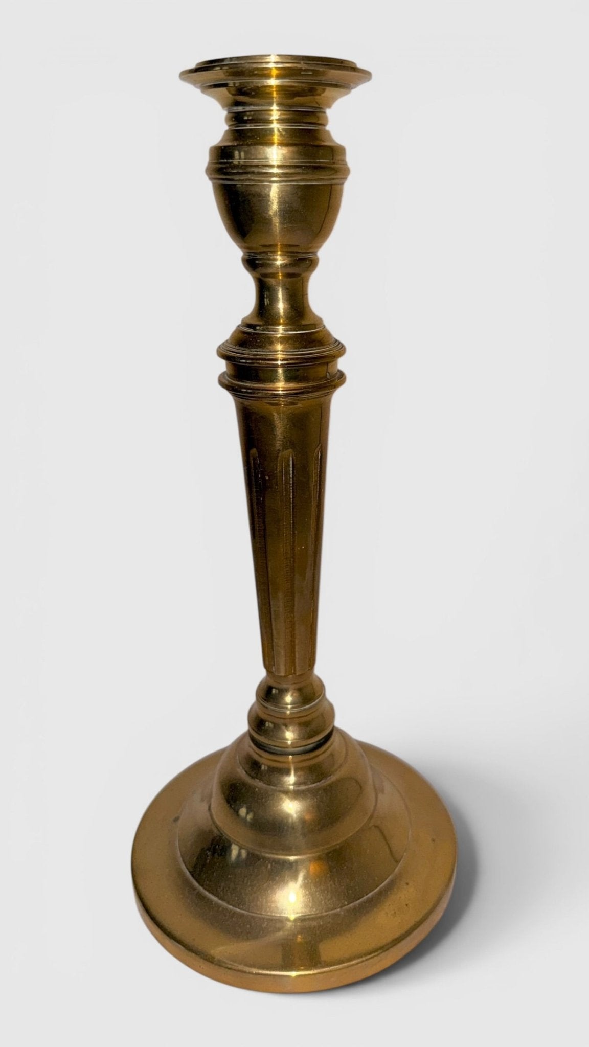 Rare Whale Oil Candlestick Peg Lamp w/ Holder Colorless Glass - for Cork BurnerAntiquesEtcetera