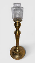 Rare Whale Oil Candlestick Peg Lamp w/ Holder Colorless Glass - for Cork BurnerAntiquesEtcetera