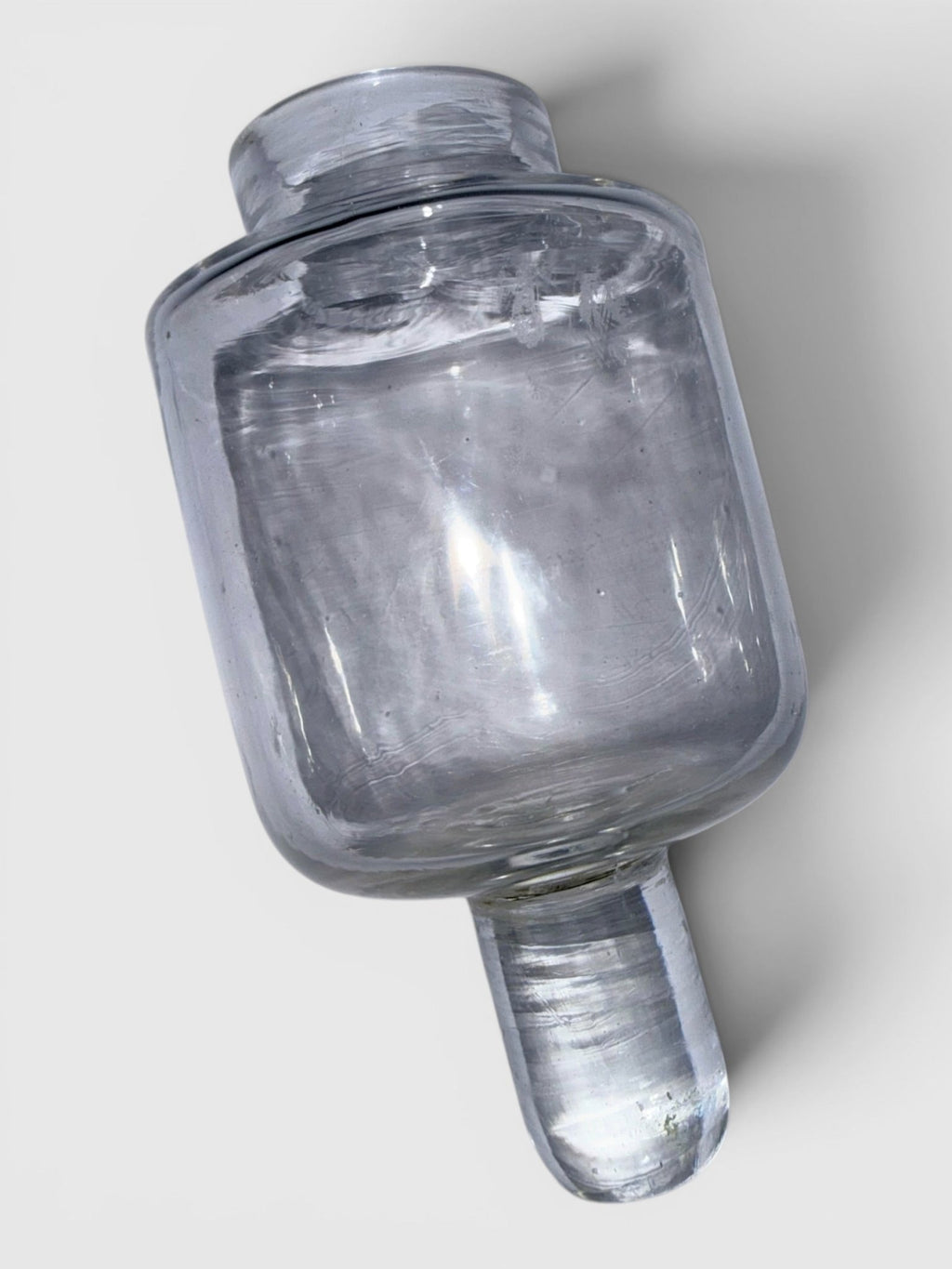 Rare Whale Oil Candlestick Peg Lamp w/ Holder Colorless Glass - for Cork BurnerAntiquesEtcetera
