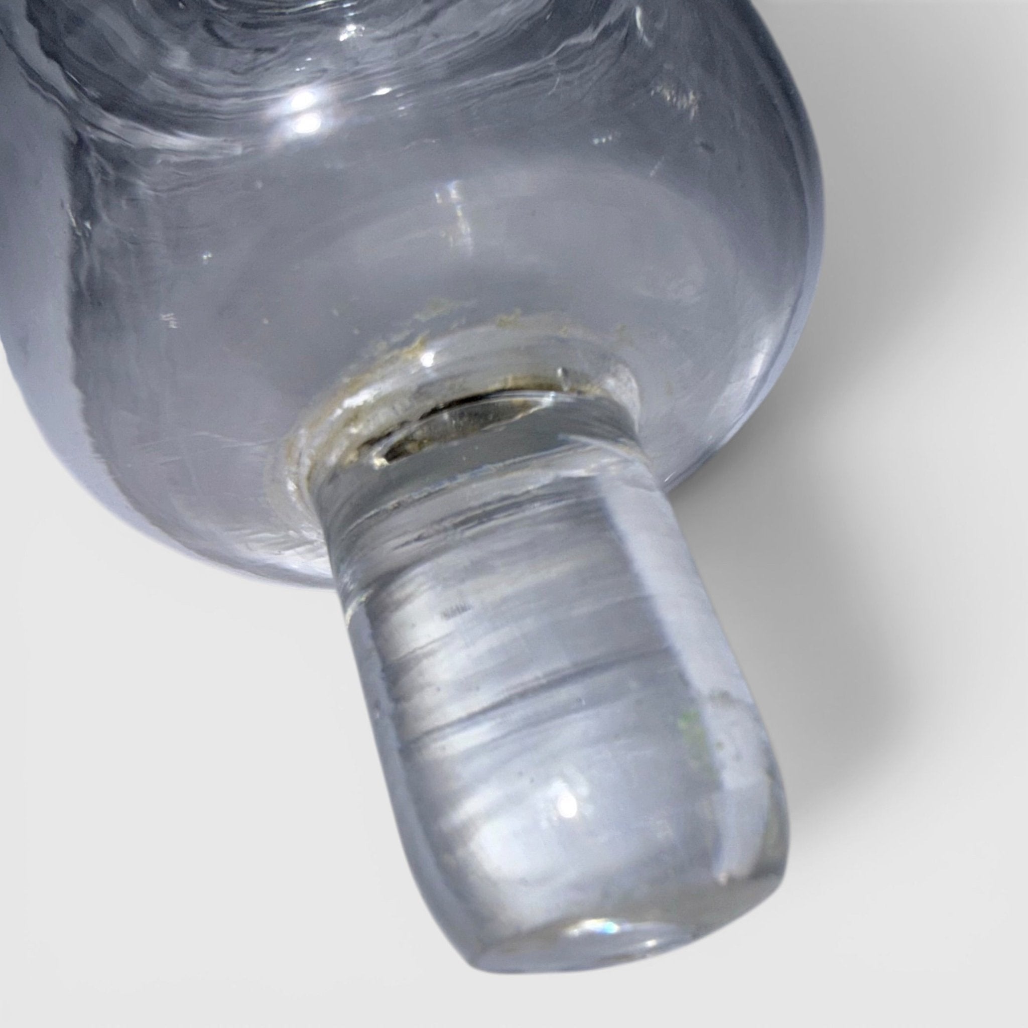 Rare Whale Oil Candlestick Peg Lamp w/ Holder Colorless Glass - for Cork BurnerAntiquesEtcetera