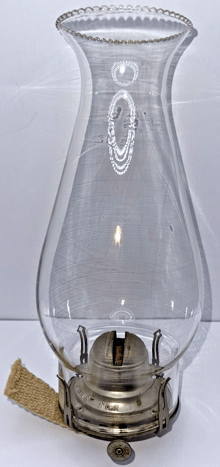 Rayo Queen Anne Kerosene Oil Lamp Burner No. 2 Size with Pie Crust Glass Chimney - AntiquesEtceteraRayo Queen Anne Kerosene Oil Lamp Burner No. 2 Size with Pie Crust Glass ChimneyScovill Mfg. Co. RayoAntiquesEtcetera