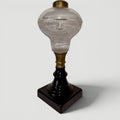 Ribbed Acorn Kerosene / Oil Stand Lamp with Opaque Onyx Black Glass BaseAntiquesEtcetera
