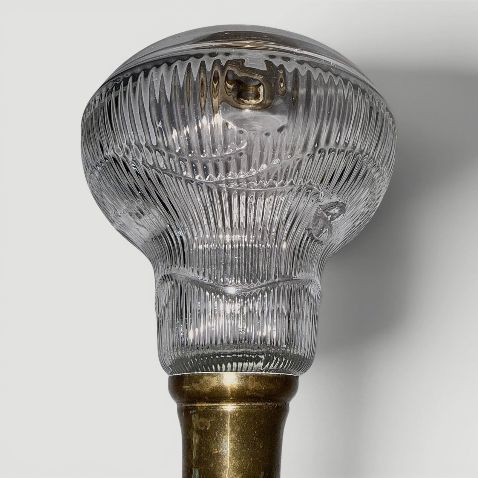 Ribbed Acorn Kerosene / Oil Stand Lamp with Opaque Onyx Black Glass BaseAntiquesEtcetera