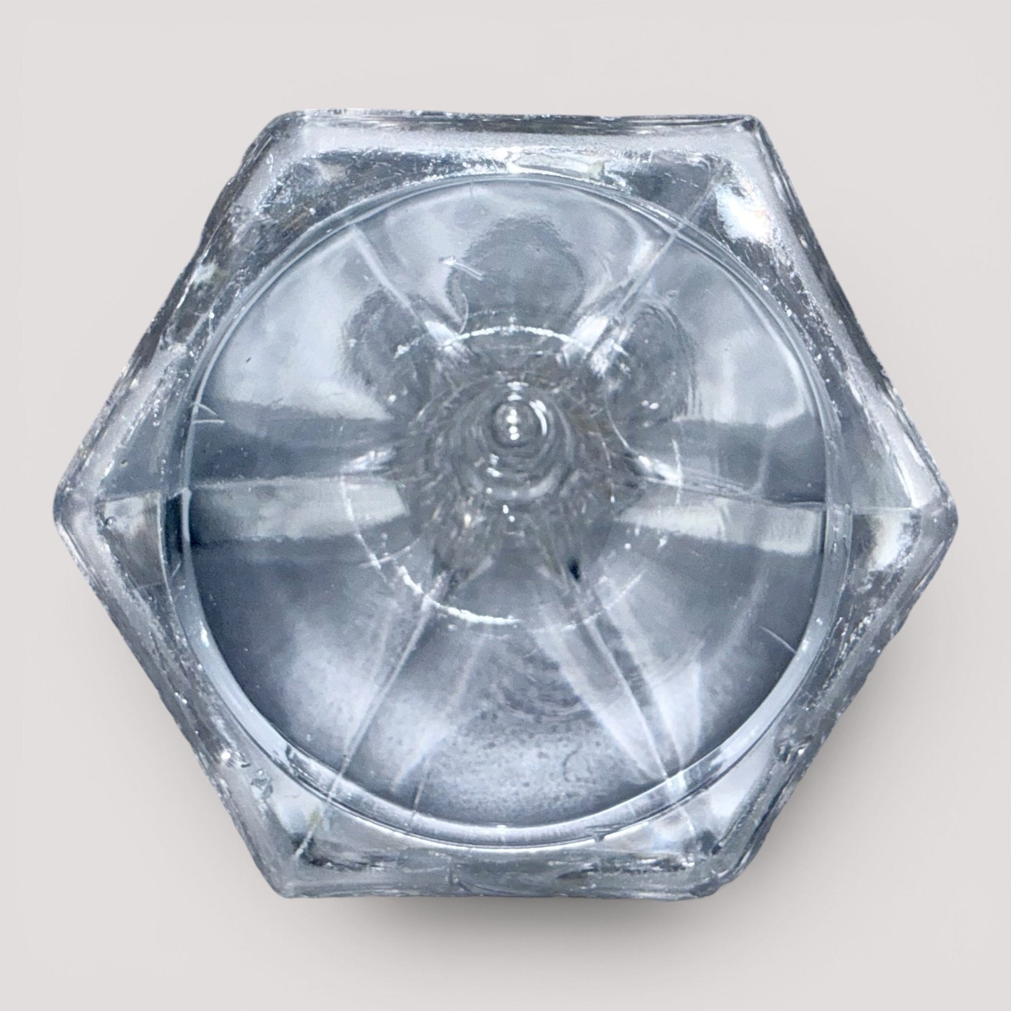 Ring and Oval Whale Oil Fluid Stand Lamp for Cork Burner Hexagonal Flared FootAntiquesEtcetera