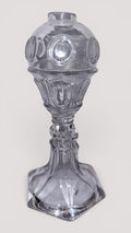 Ring and Oval Whale Oil Fluid Stand Lamp for Cork Burner Hexagonal Flared FootAntiquesEtcetera