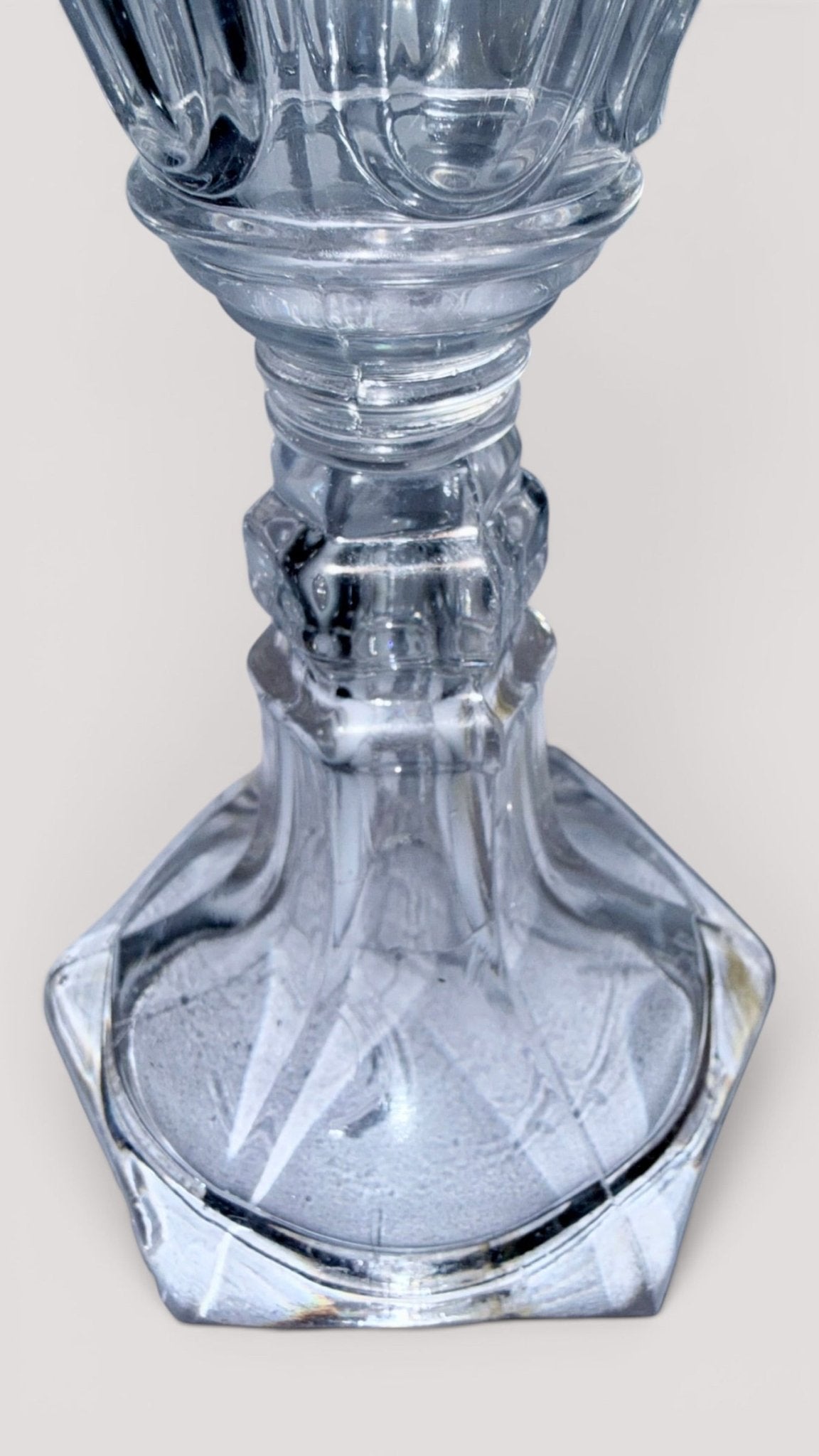 Ring and Oval Whale Oil Fluid Stand Lamp for Cork Burner Hexagonal Flared FootAntiquesEtcetera
