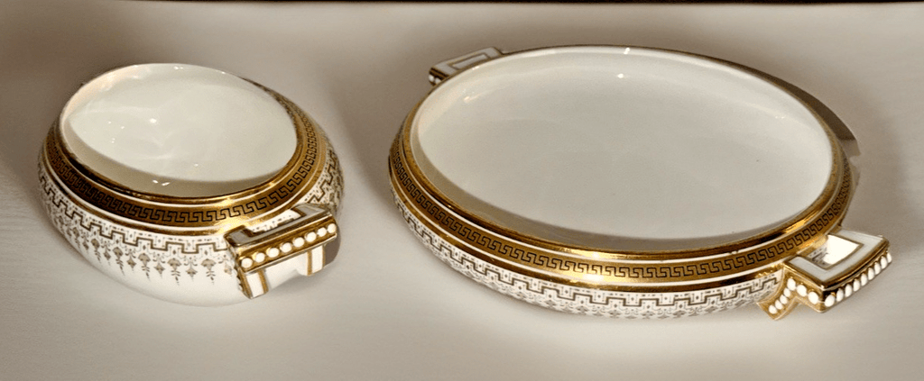 Royal Cauldon H8713 Porcelain Serving Bowl & Gravy Boat Greek Key Gold No Lids - AntiquesEtceteraRoyal Cauldon H8713 Porcelain Serving Bowl & Gravy Boat Greek Key Gold No LidsRoyal CauldonAntiquesEtcetera
