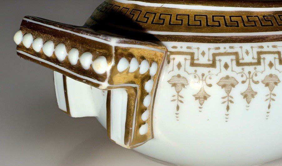 Royal Cauldon H8713 Porcelain Serving Bowl & Gravy Boat Greek Key Gold No Lids - AntiquesEtceteraRoyal Cauldon H8713 Porcelain Serving Bowl & Gravy Boat Greek Key Gold No LidsRoyal CauldonAntiquesEtcetera