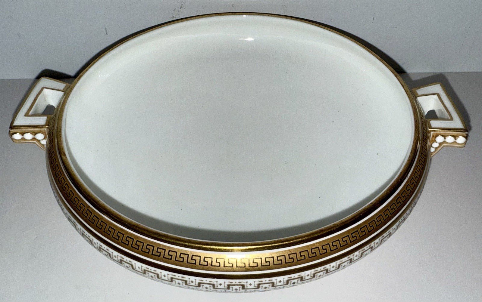 Royal Cauldon H8713 Porcelain Serving Bowl & Gravy Boat Greek Key Gold No Lids - AntiquesEtceteraRoyal Cauldon H8713 Porcelain Serving Bowl & Gravy Boat Greek Key Gold No LidsRoyal CauldonAntiquesEtcetera