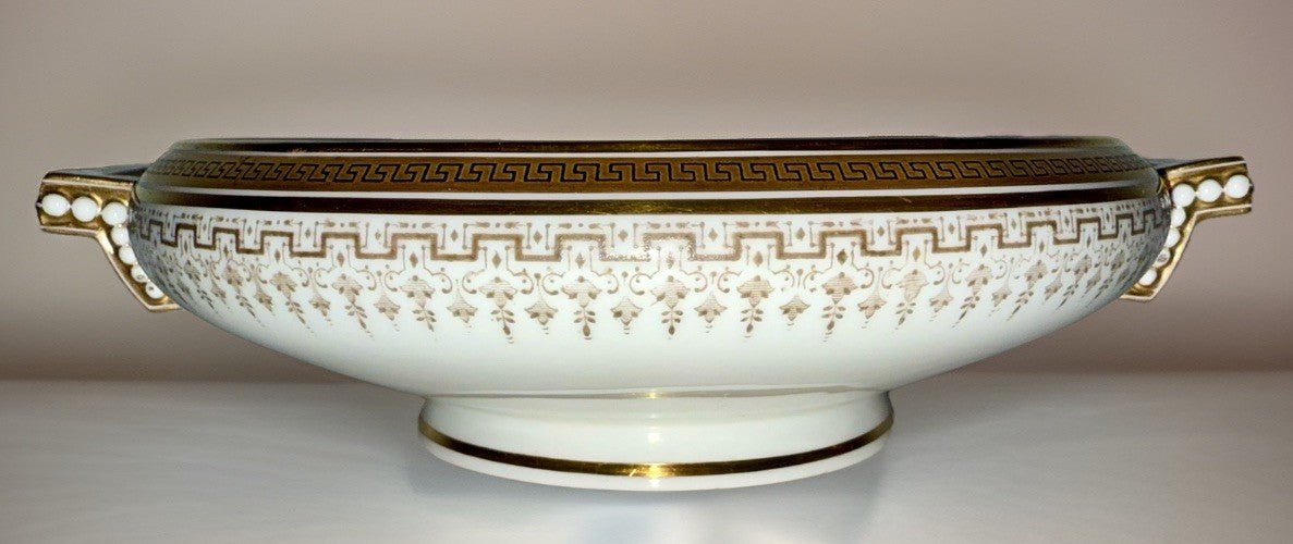 Royal Cauldon H8713 Porcelain Serving Bowl & Gravy Boat Greek Key Gold No Lids - AntiquesEtceteraRoyal Cauldon H8713 Porcelain Serving Bowl & Gravy Boat Greek Key Gold No LidsRoyal CauldonAntiquesEtcetera