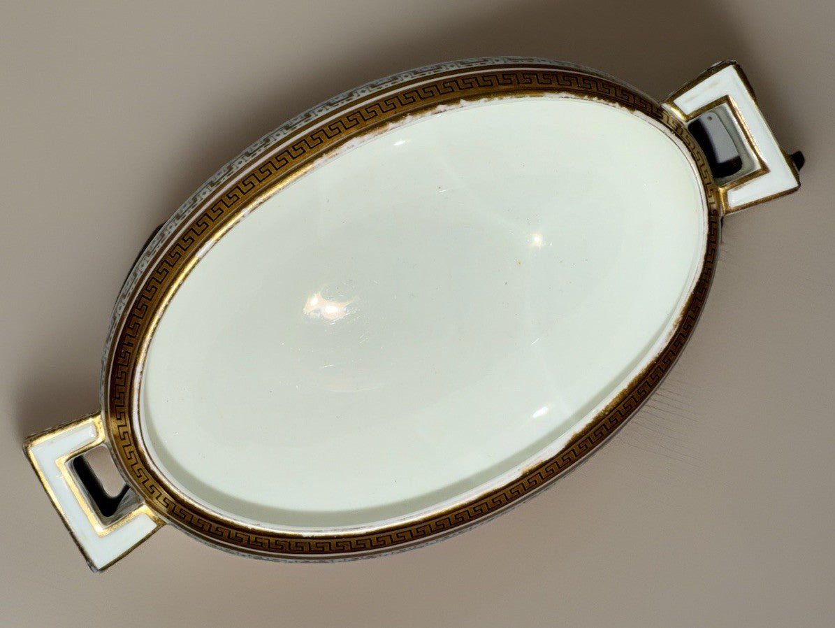 Royal Cauldon H8713 Porcelain Serving Bowl & Gravy Boat Greek Key Gold No Lids - AntiquesEtceteraRoyal Cauldon H8713 Porcelain Serving Bowl & Gravy Boat Greek Key Gold No LidsRoyal CauldonAntiquesEtcetera
