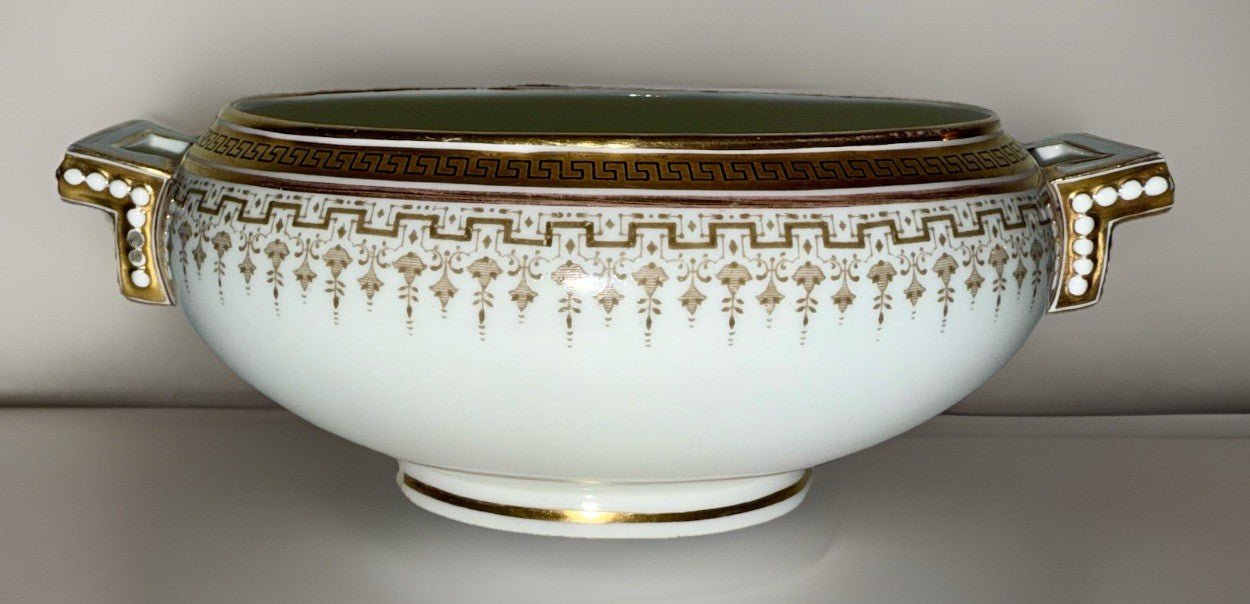 Royal Cauldon H8713 Porcelain Serving Bowl & Gravy Boat Greek Key Gold No Lids - AntiquesEtceteraRoyal Cauldon H8713 Porcelain Serving Bowl & Gravy Boat Greek Key Gold No LidsRoyal CauldonAntiquesEtcetera