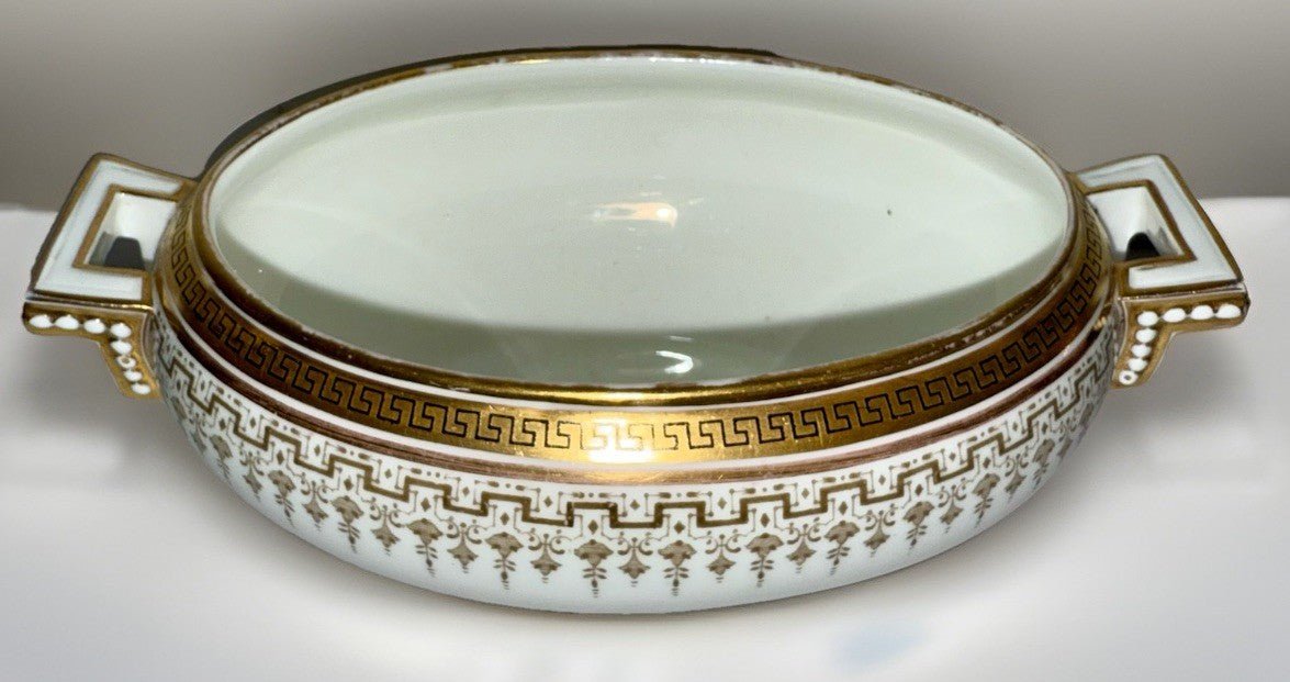 Royal Cauldon H8713 Porcelain Serving Bowl & Gravy Boat Greek Key Gold No Lids - AntiquesEtceteraRoyal Cauldon H8713 Porcelain Serving Bowl & Gravy Boat Greek Key Gold No LidsRoyal CauldonAntiquesEtcetera