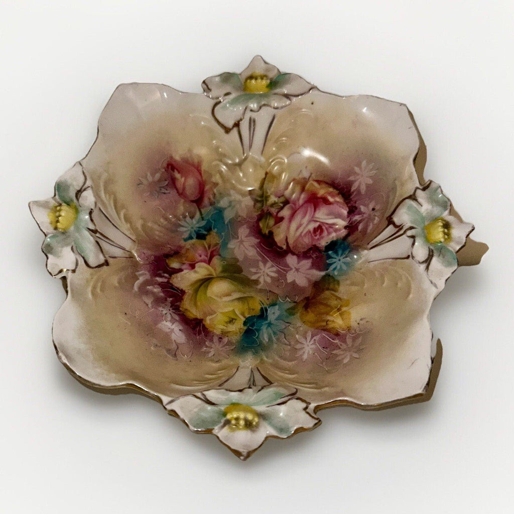 Royal Frankfort 3 - Footed Bowl Pin & Yellow Rose Motif Delicate Porcelain Germany - AntiquesEtceteraRoyal Frankfort 3 - Footed Bowl Pin & Yellow Rose Motif Delicate Porcelain GermanyRoyal FrankfortAntiquesEtcetera