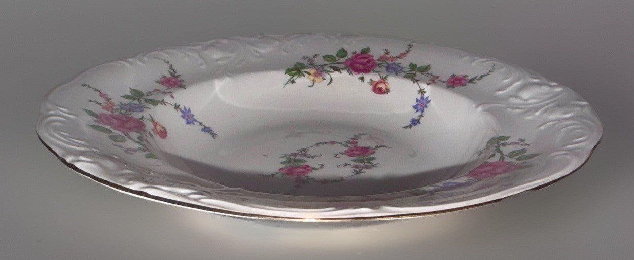 Royal Kent 5 Piece Place Setting Bavarian Moss Rose Gold Trim Embossed Rim RKT8 - AntiquesEtceteraRoyal Kent 5 Piece Place Setting Bavarian Moss Rose Gold Trim Embossed Rim RKT8Royal KentAntiquesEtcetera