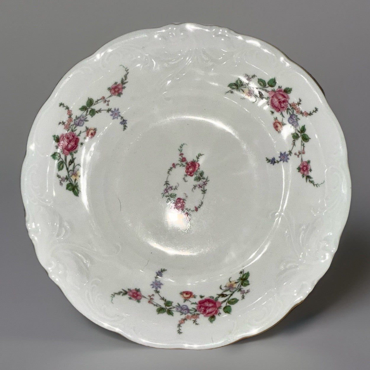 Royal Kent 9" Vegetable Bowl Bavarian Moss Rose 13x9 Gold & Embossed Rim RKT8 - AntiquesEtceteraRoyal Kent 9" Vegetable Bowl Bavarian Moss Rose 13x9 Gold & Embossed Rim RKT8Royal KentAntiquesEtcetera