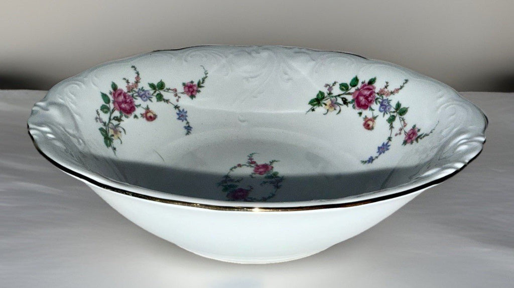 Royal Kent 9" Vegetable Bowl Bavarian Moss Rose 13x9 Gold & Embossed Rim RKT8 - AntiquesEtceteraRoyal Kent 9" Vegetable Bowl Bavarian Moss Rose 13x9 Gold & Embossed Rim RKT8Royal KentAntiquesEtcetera