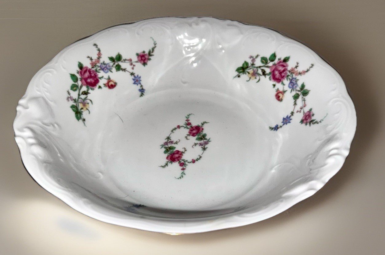 Royal Kent 9" Vegetable Bowl Bavarian Moss Rose 13x9 Gold & Embossed Rim RKT8 - AntiquesEtceteraRoyal Kent 9" Vegetable Bowl Bavarian Moss Rose 13x9 Gold & Embossed Rim RKT8Royal KentAntiquesEtcetera
