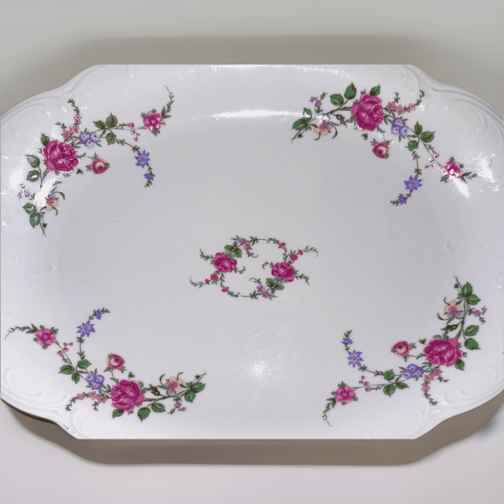 Royal Kent Oval Serving Platter Bavarian Moss Rose 13x9 Gold & Embossed Rim RKT8 - AntiquesEtceteraRoyal Kent Oval Serving Platter Bavarian Moss Rose 13x9 Gold & Embossed Rim RKT8Royal KentAntiquesEtcetera