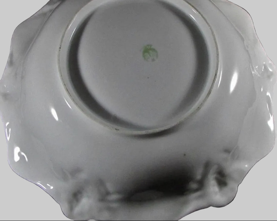 RS Germany Serving Bowl Old Mark 11" Rose Grape Cluster Motif in Relief AntiqueAntiquesEtcetera