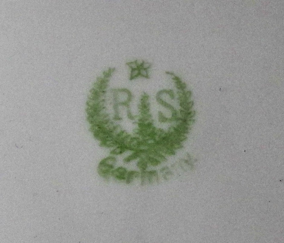 RS Germany Serving Bowl Old Mark 11" Rose Grape Cluster Motif in Relief AntiqueAntiquesEtcetera