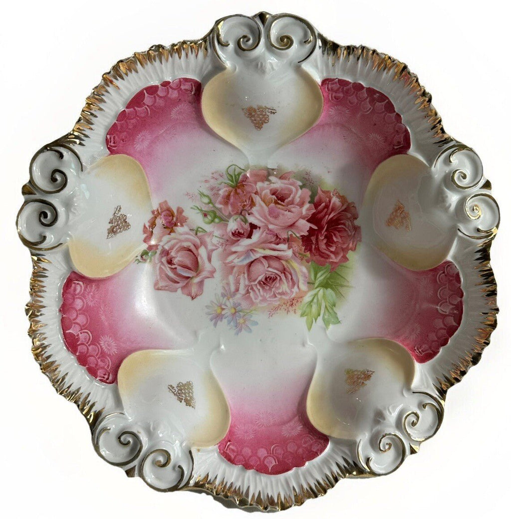 RS Prussia Serving Bowl Lush Pink Roses Gold Gilt Grape Bunches Transfer 10 5/8" - AntiquesEtceteraRS Prussia Serving Bowl Lush Pink Roses Gold Gilt Grape Bunches Transfer 10 5/8"RS PrussiaAntiquesEtcetera