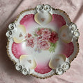 RS Prussia Serving Bowl Lush Pink Roses Gold Gilt Grape Bunches Transfer 10 5/8"AntiquesEtcetera