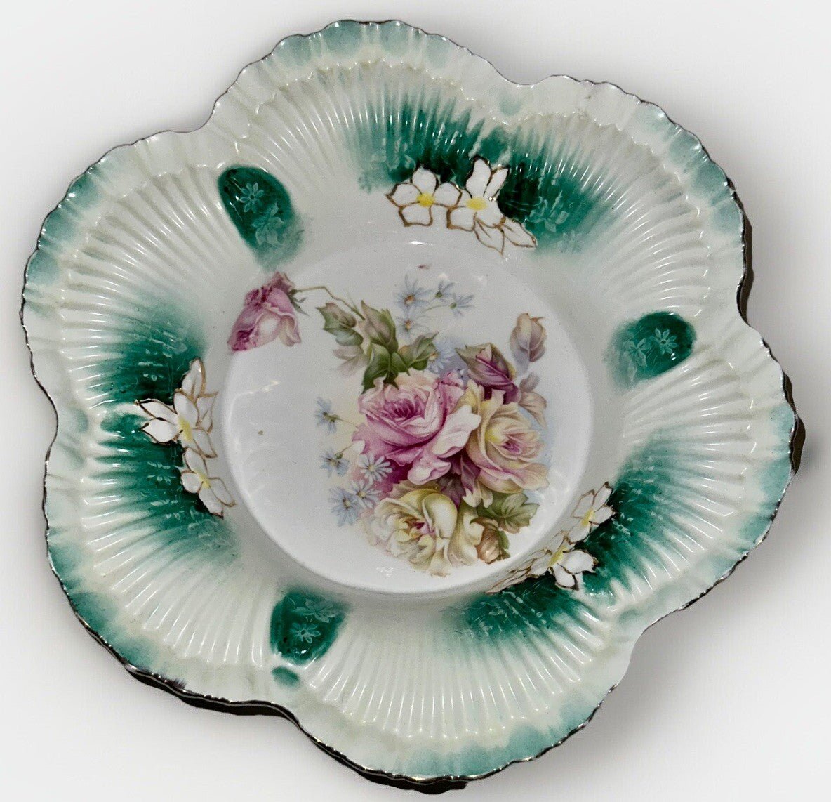 RS Prussia Serving Bowl Lush Ruffled & Scalloped Yellow Pink Roses, Blue Daisies - AntiquesEtceteraRS Prussia Serving Bowl Lush Ruffled & Scalloped Yellow Pink Roses, Blue DaisiesRS PrussiaAntiquesEtcetera