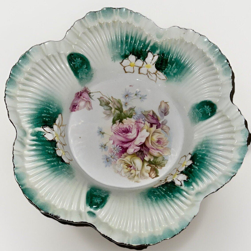 RS Prussia Serving Bowl Lush Ruffled & Scalloped Yellow Pink Roses, Blue Daisies - AntiquesEtceteraRS Prussia Serving Bowl Lush Ruffled & Scalloped Yellow Pink Roses, Blue DaisiesRS PrussiaAntiquesEtcetera