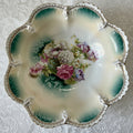 RS Prussia Serving Bowl Scalloped Rim Rose & Hyacinth Bouquet 10 7/8" AntiqueAntiquesEtcetera