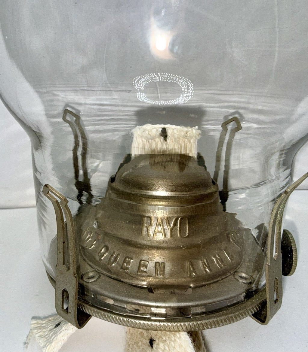 Scovill RAYO No. 1 Kerosene Oil Lamp Burner Queen Anne Wick & Pearl Top Chimney - AntiquesEtceteraScovill RAYO No. 1 Kerosene Oil Lamp Burner Queen Anne Wick & Pearl Top ChimneyAntiquesEtceteraAntiquesEtcetera