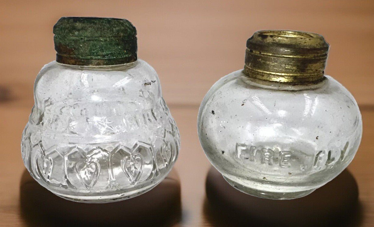 Set of 2 Antique Miniature Oil Lamps Both Marked FIRE FLY - One Quite Rare - AntiquesEtceteraSet of 2 Antique Miniature Oil Lamps Both Marked FIRE FLY - One Quite RareAntiqueAntiquesEtcetera