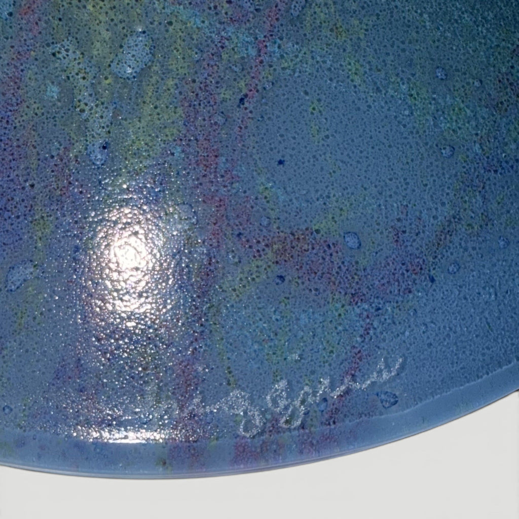 Set of 2 Higgins Fused Art Glass Trinket / Ring Dishes / Blue Dish is SignedAntiquesEtcetera