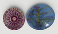 Set of 2 Higgins Fused Art Glass Trinket / Ring Dishes / Blue Dish is SignedAntiquesEtcetera
