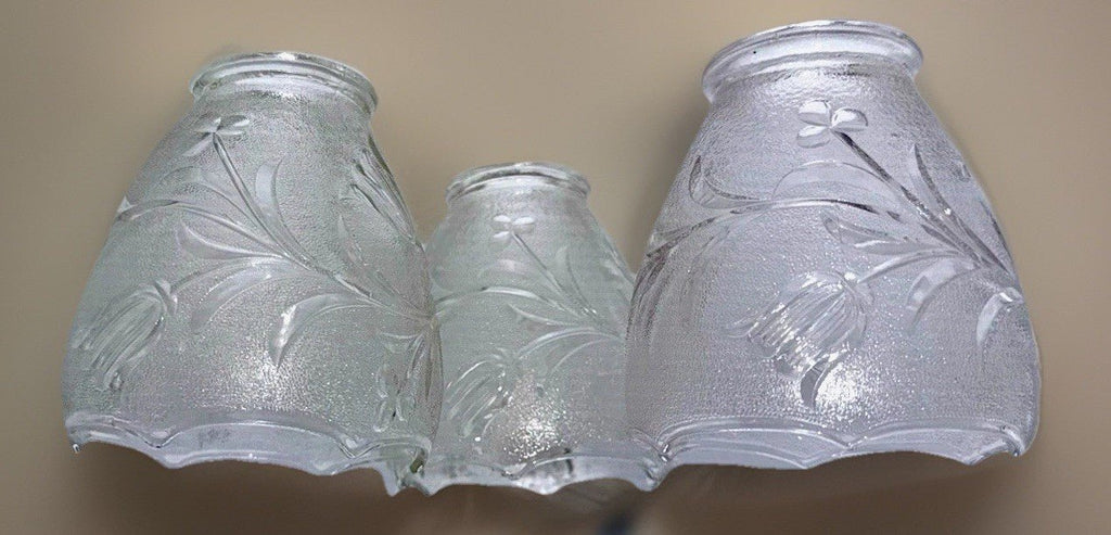 Set of 3 Tulip Pattern Glass Lamp Shades Stippled with Arched Rims 2 1/4" Fitter - AntiquesEtceteraSet of 3 Tulip Pattern Glass Lamp Shades Stippled with Arched Rims 2 1/4" FitterUnbrandedAntiquesEtcetera