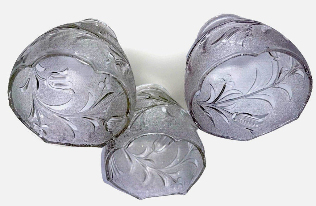 Set of 3 Tulip Pattern Glass Lamp Shades Stippled with Arched Rims 2 1/4" Fitter - AntiquesEtceteraSet of 3 Tulip Pattern Glass Lamp Shades Stippled with Arched Rims 2 1/4" FitterUnbrandedAntiquesEtcetera