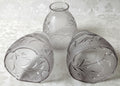 Set of 3 Tulip Pattern Glass Lamp Shades Stippled with Arched Rims 2 1/4" FitterAntiquesEtcetera