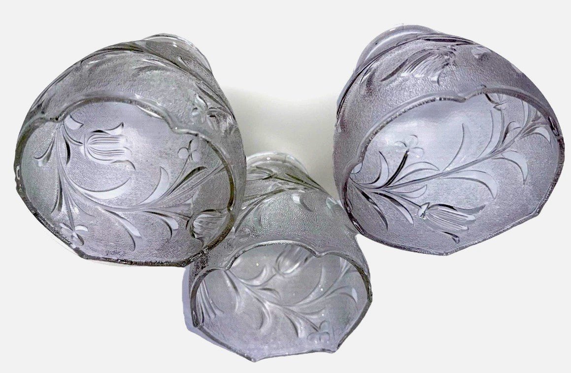 Set of 3 Tulip Pattern Glass Lamp Shades Stippled with Arched Rims 2 1/4" Fitter - AntiquesEtceteraSet of 3 Tulip Pattern Glass Lamp Shades Stippled with Arched Rims 2 1/4" FitterUnbrandedAntiquesEtcetera