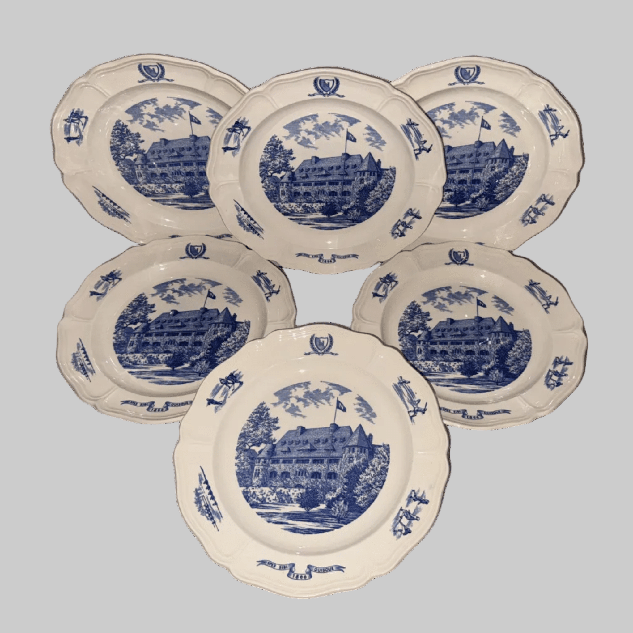 Set of 6 Wedgwood Noble and Greenough School Commemorative Plates – Spes Sibi Quisque 1866 – Shreve Crump & Low Boston - AntiquesEtceteraSet of 6 Wedgwood Noble and Greenough School Commemorative Plates – Spes Sibi Quisque 1866 – Shreve Crump & Low BostonElegant / Collectible DinnerwareWedgwoodAntiquesEtcetera