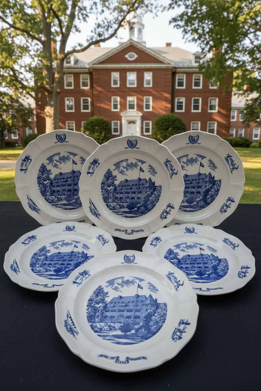 Set of 6 Wedgwood Noble and Greenough School Commemorative Plates – Spes Sibi Quisque 1866 – Shreve Crump & Low Boston - AntiquesEtceteraSet of 6 Wedgwood Noble and Greenough School Commemorative Plates – Spes Sibi Quisque 1866 – Shreve Crump & Low BostonElegant / Collectible DinnerwareWedgwoodAntiquesEtcetera