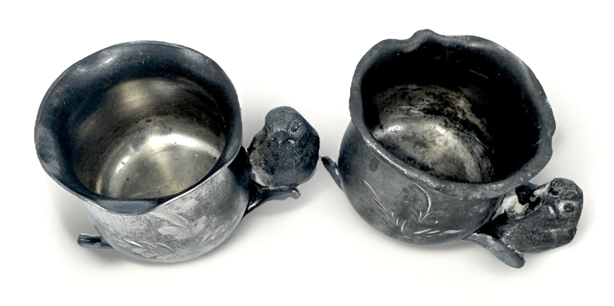 Silver Plate Figural Toothpick Holders Birds on Wishbones Antique Pair (2) - AntiquesEtceteraSilver Plate Figural Toothpick Holders Birds on Wishbones Antique Pair (2)Royal and WarrenAntiquesEtcetera