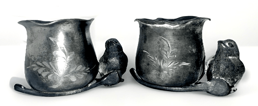 Silver Plate Figural Toothpick Holders Birds on Wishbones Antique Pair (2) - AntiquesEtceteraSilver Plate Figural Toothpick Holders Birds on Wishbones Antique Pair (2)Royal and WarrenAntiquesEtcetera