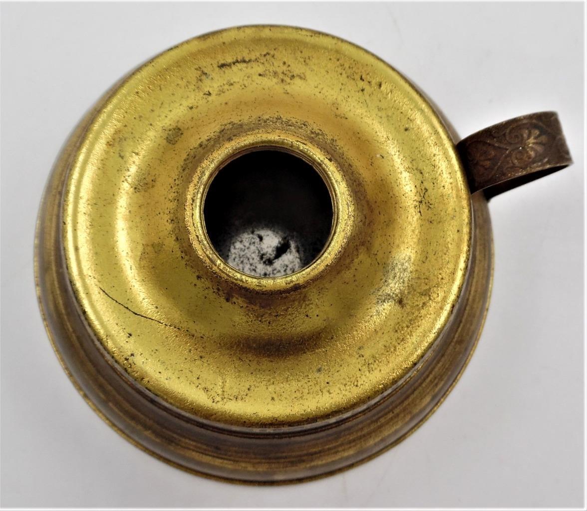 Small Antique Hand Lamp Made of Brass and Tin No, 1 Collar with Ornate Handle - AntiquesEtceteraSmall Antique Hand Lamp Made of Brass and Tin No, 1 Collar with Ornate HandleUnbrandedAntiquesEtcetera