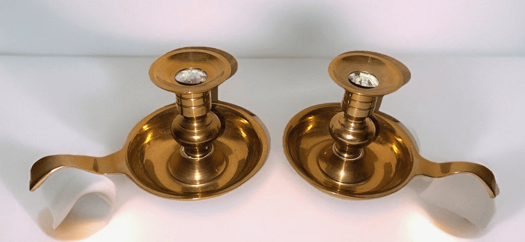 Solid Brass Candlestick Chamberstick Candle Holders Antique Pair of 2 - AntiquesEtceteraSolid Brass Candlestick Chamberstick Candle Holders Antique Pair of 2UnbrandedAntiquesEtcetera