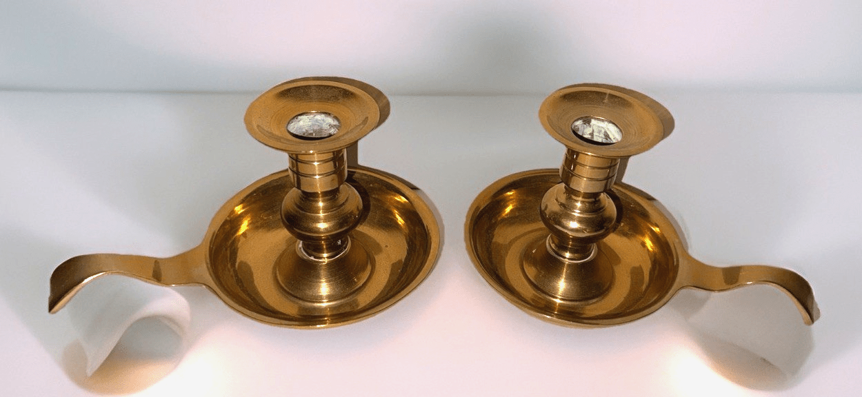 Solid Brass Candlestick Chamberstick Candle Holders Antique Pair of 2 - AntiquesEtceteraSolid Brass Candlestick Chamberstick Candle Holders Antique Pair of 2UnbrandedAntiquesEtcetera