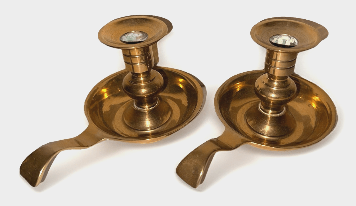Solid Brass Candlestick Chamberstick Candle Holders Antique Pair of 2 - AntiquesEtceteraSolid Brass Candlestick Chamberstick Candle Holders Antique Pair of 2UnbrandedAntiquesEtcetera