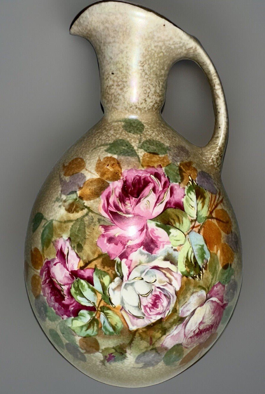 Stellmacher Turn Teplitz Amphora Ewer Pitcher Glorious Pink Roses with Gold Gilt - AntiquesEtceteraStellmacher Turn Teplitz Amphora Ewer Pitcher Glorious Pink Roses with Gold GiltAlfred Stellmacher Turn TeplitzAntiquesEtcetera