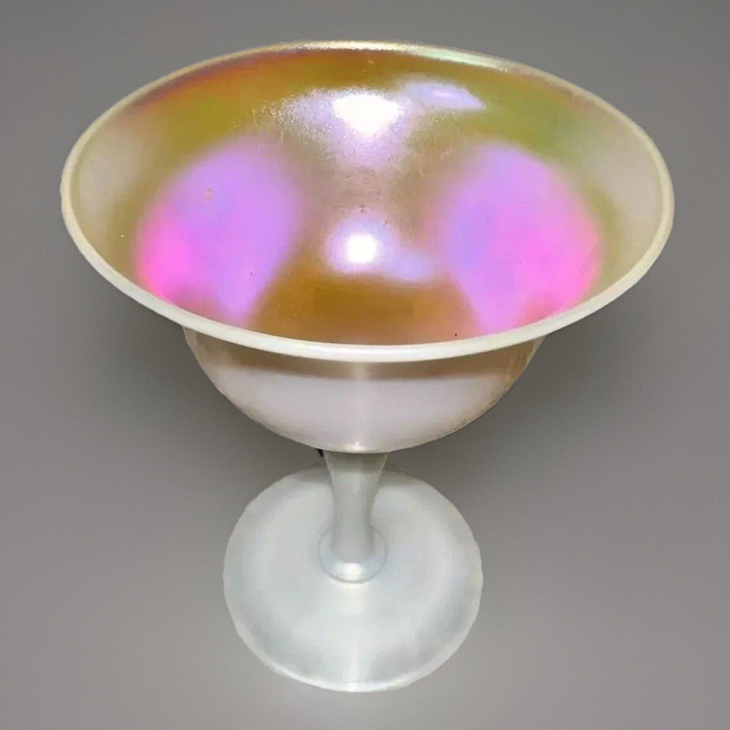 Steuben Calcite Glass Sherbet Signed Iridescent w/ Pink & Golden Highlights - AntiquesEtceteraSteuben Calcite Glass Sherbet Signed Iridescent w/ Pink & Golden HighlightsSteubenAntiquesEtcetera