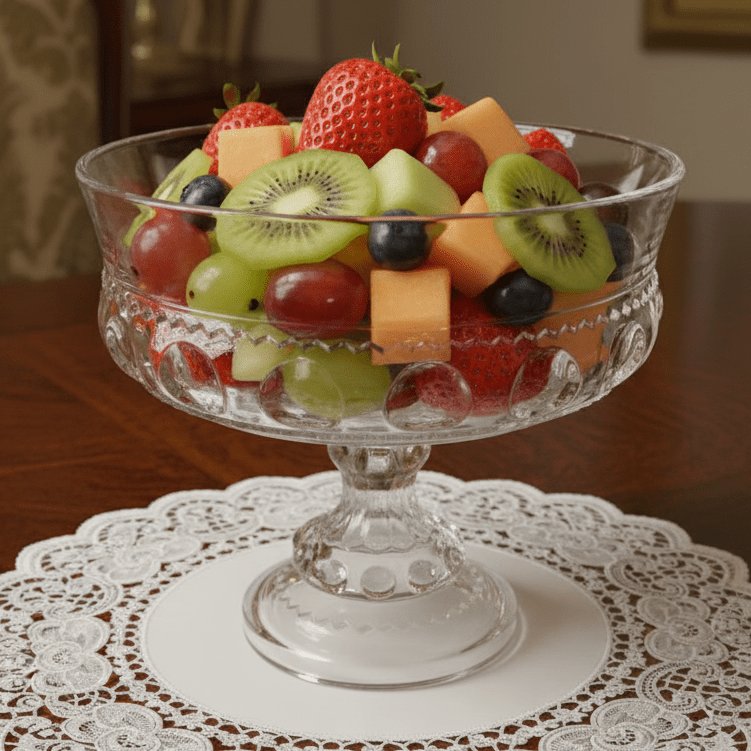 Stunning Vintage Clear Indiana Glass 8" Kings Crown Fruit Compote Pedestal Base - AntiquesEtceteraStunning Vintage Clear Indiana Glass 8" Kings Crown Fruit Compote Pedestal BaseIndiana GlassAntiquesEtcetera