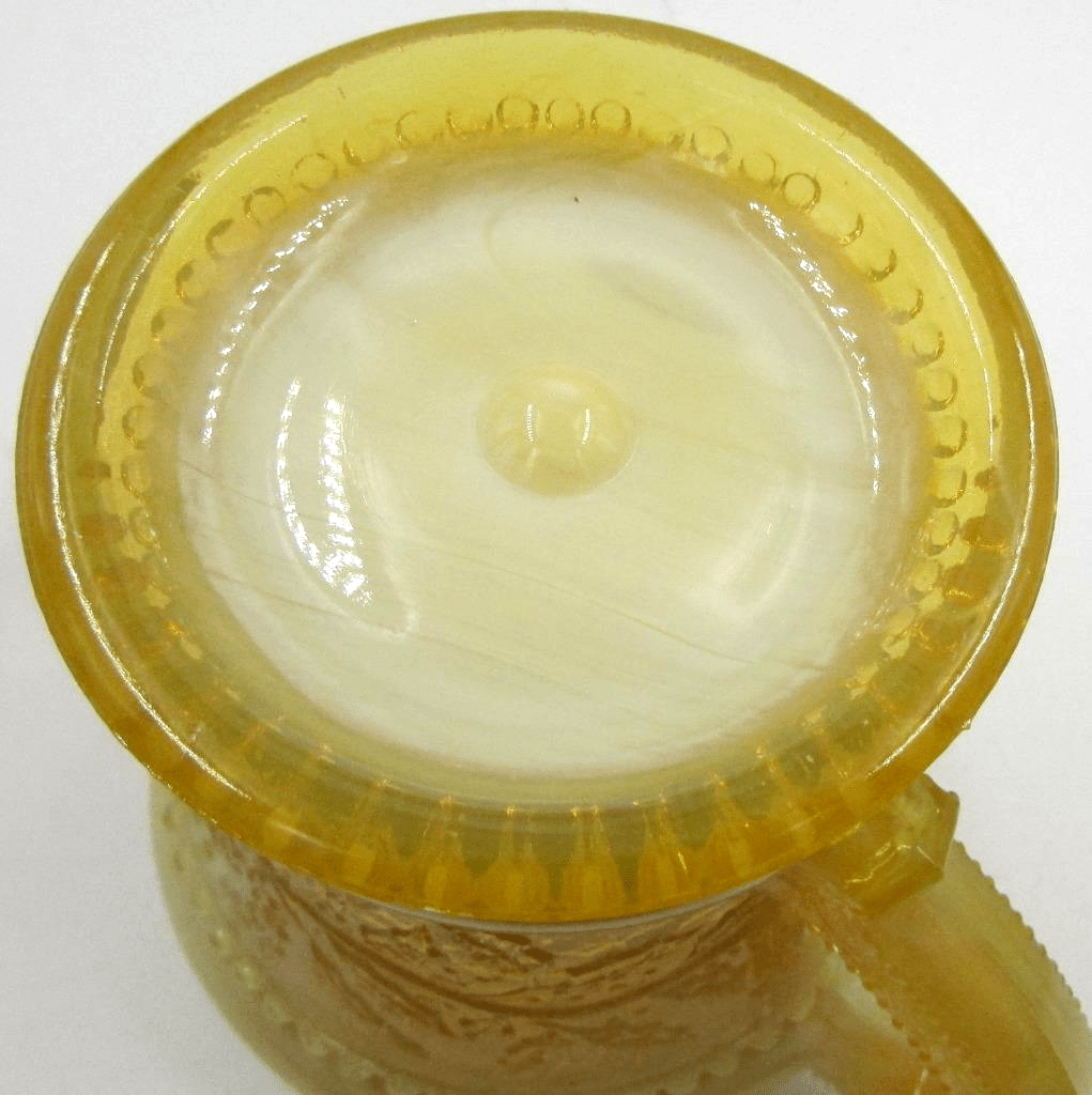 Sugar Bowl Holly Motif 2 Handled Antique Opalescent Yellow Rare Color - AntiquesEtceteraSugar Bowl Holly Motif 2 Handled Antique Opalescent Yellow Rare ColorAntiquesEtceteraAntiquesEtcetera